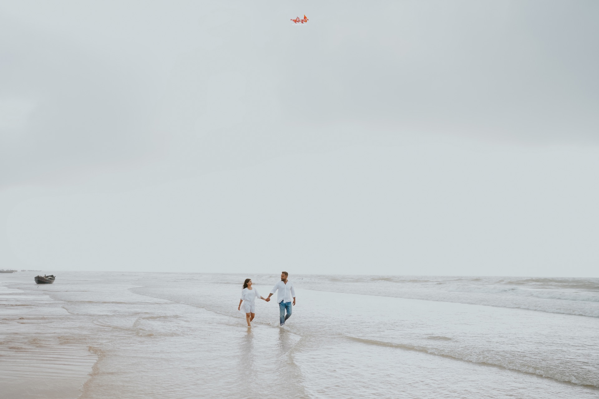 Coastal tide and minimalist couple portrait