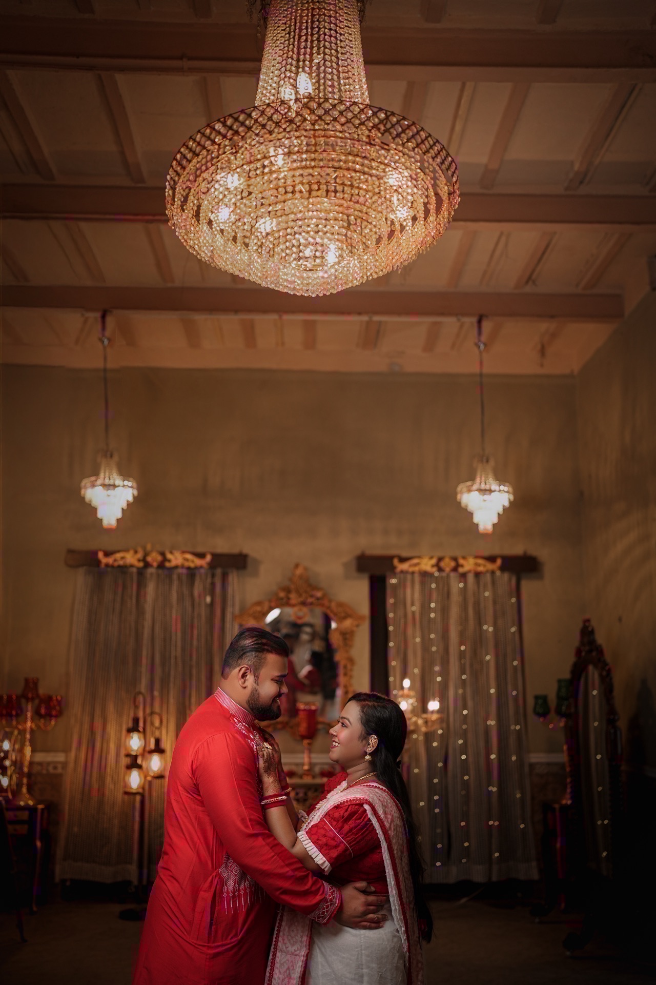 Grand crystal chandelier ballroom celebration and event design by Sritikuthi
